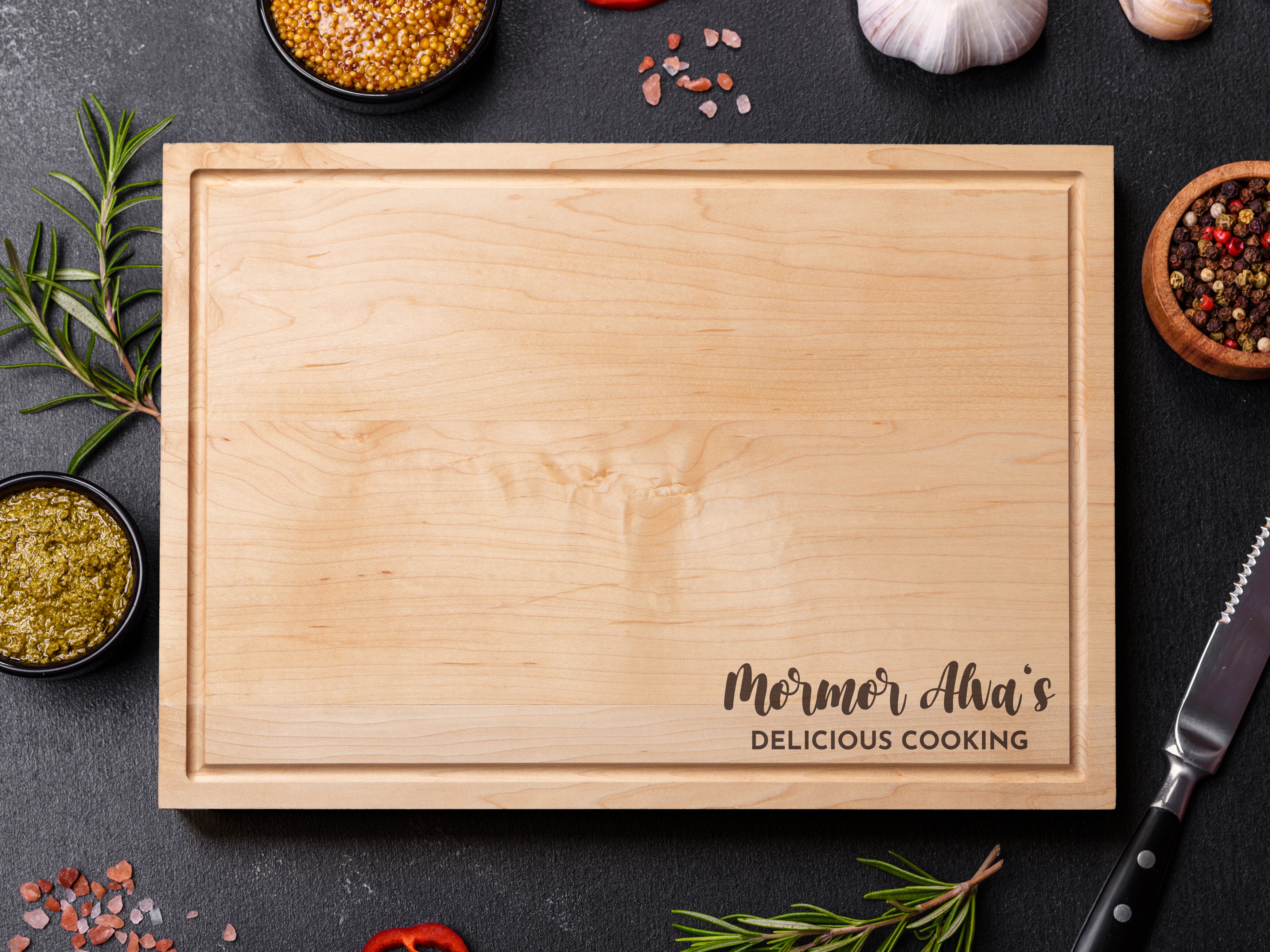 Personligt Skærebræt med Tekst