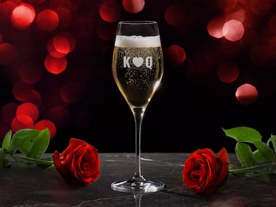 Personalisiertes Spiegelau Champagnerglas mit Gravur - Herz & Initialen