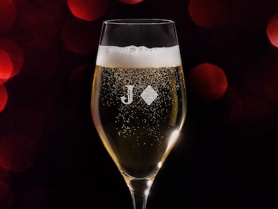 Personalisiertes Spiegelau Champagnerglas mit Gravur - Herz & Initialen