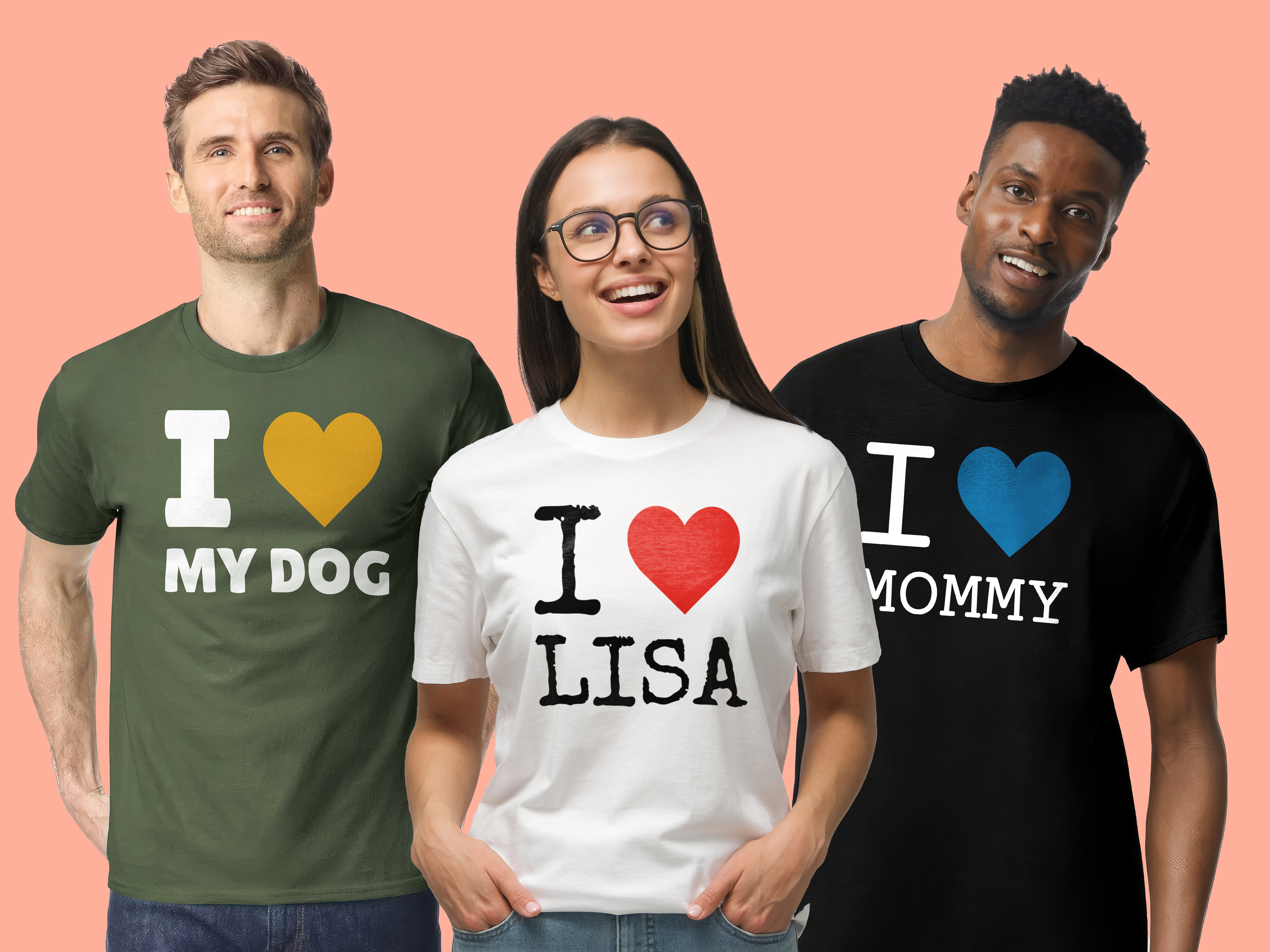 T-paita Tekstillä - I Love