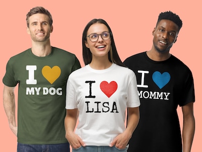 T-shirt med Text - I Love