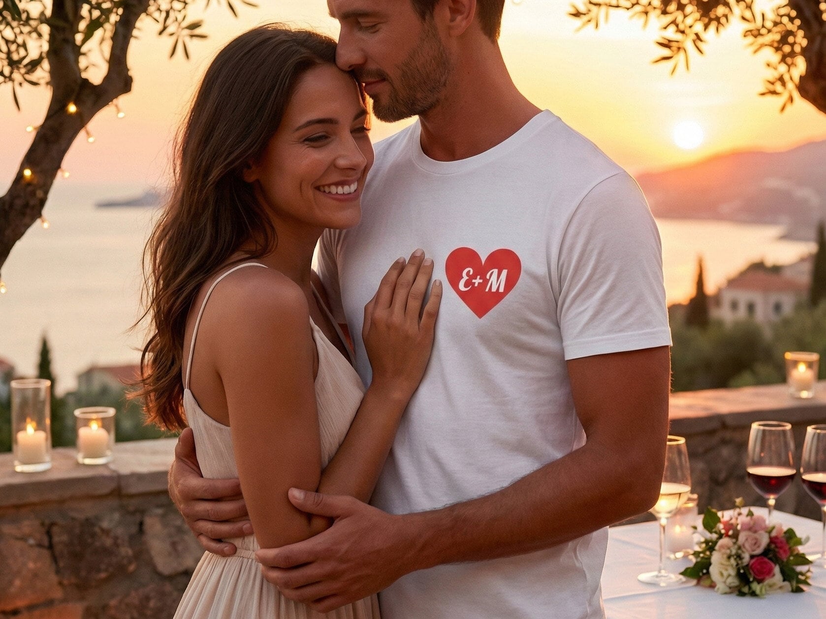 T-skjorte med hjerte & initialer