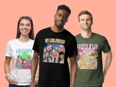 T-Shirt mit Fotocollage – 90er Jahre Design