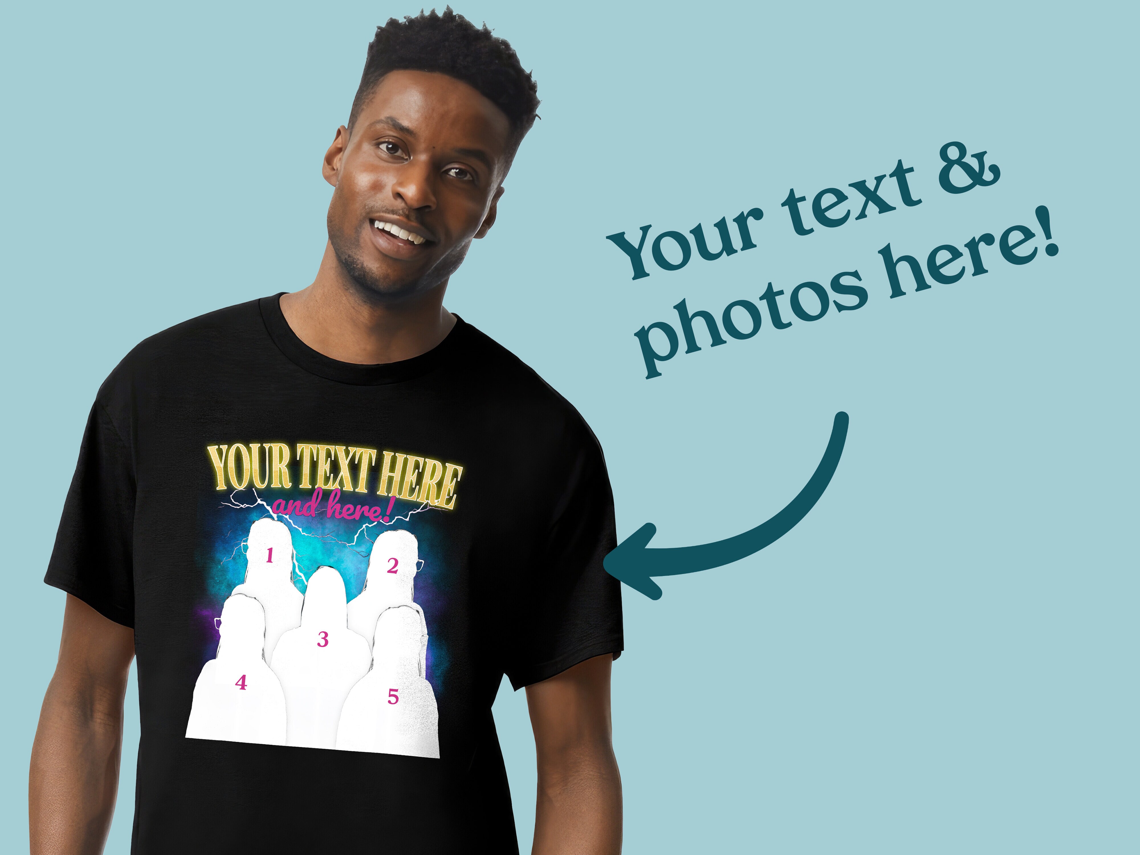 T-skjorte med fotocollage – 90-tallsdesign