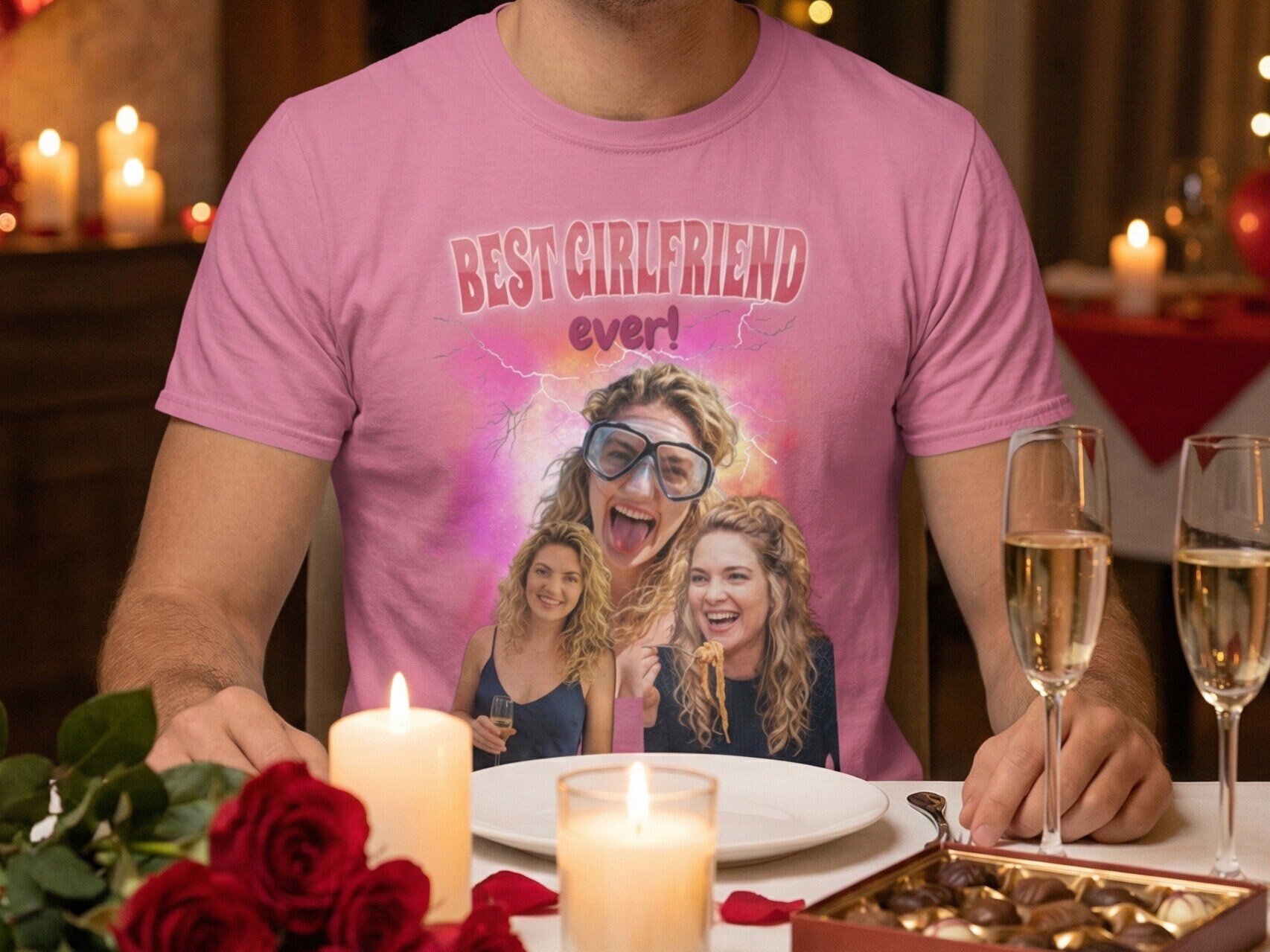 T-Shirt mit Fotocollage – 90er Jahre Design