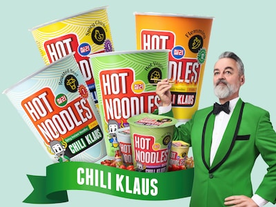 Chili klaus hot noodles 8-pakning