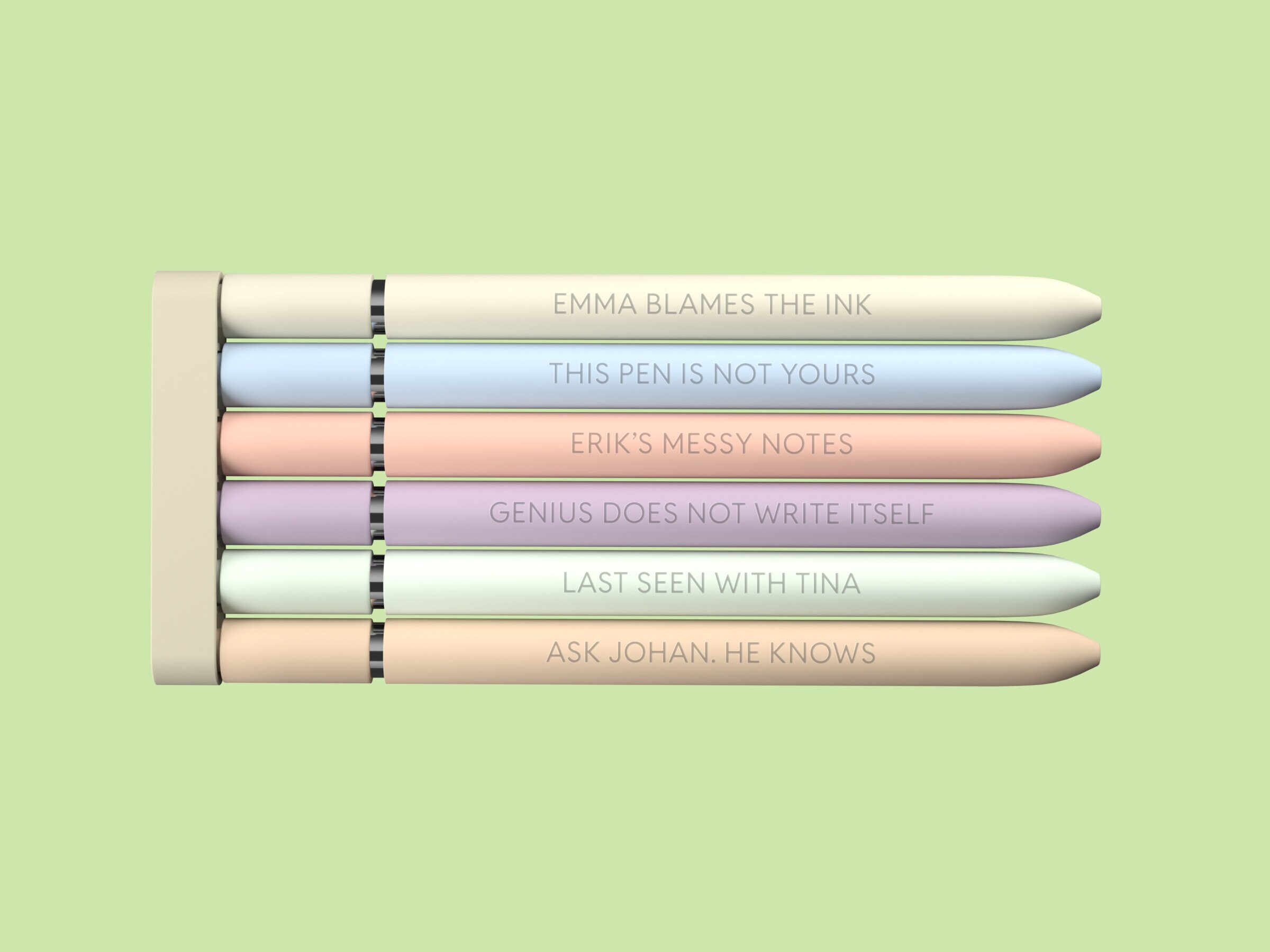 Mustekynät Kaiverruksella - 6-pakkaus - Hienovarainen Teksti