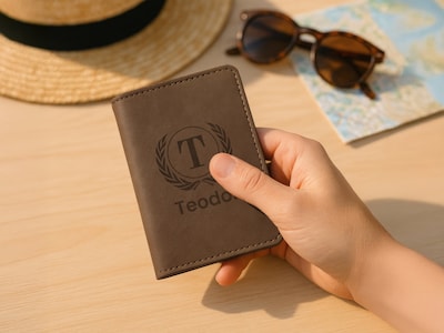 Passfodral i Läder med Gravyr - Egen Text