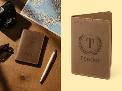 Passfodral i Läder med Gravyr - Egen Text