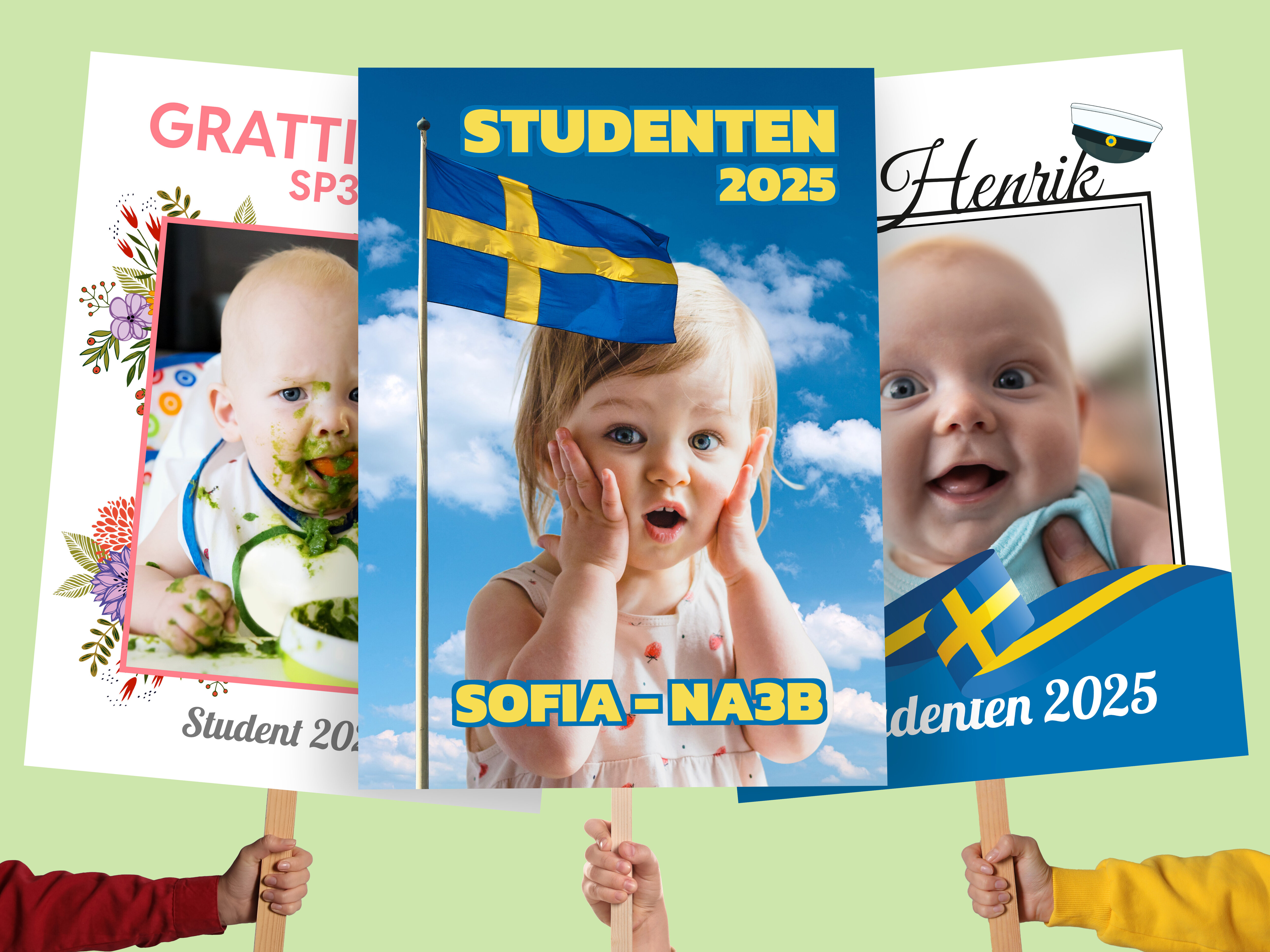 Studentskylt med Eget Foto & Text