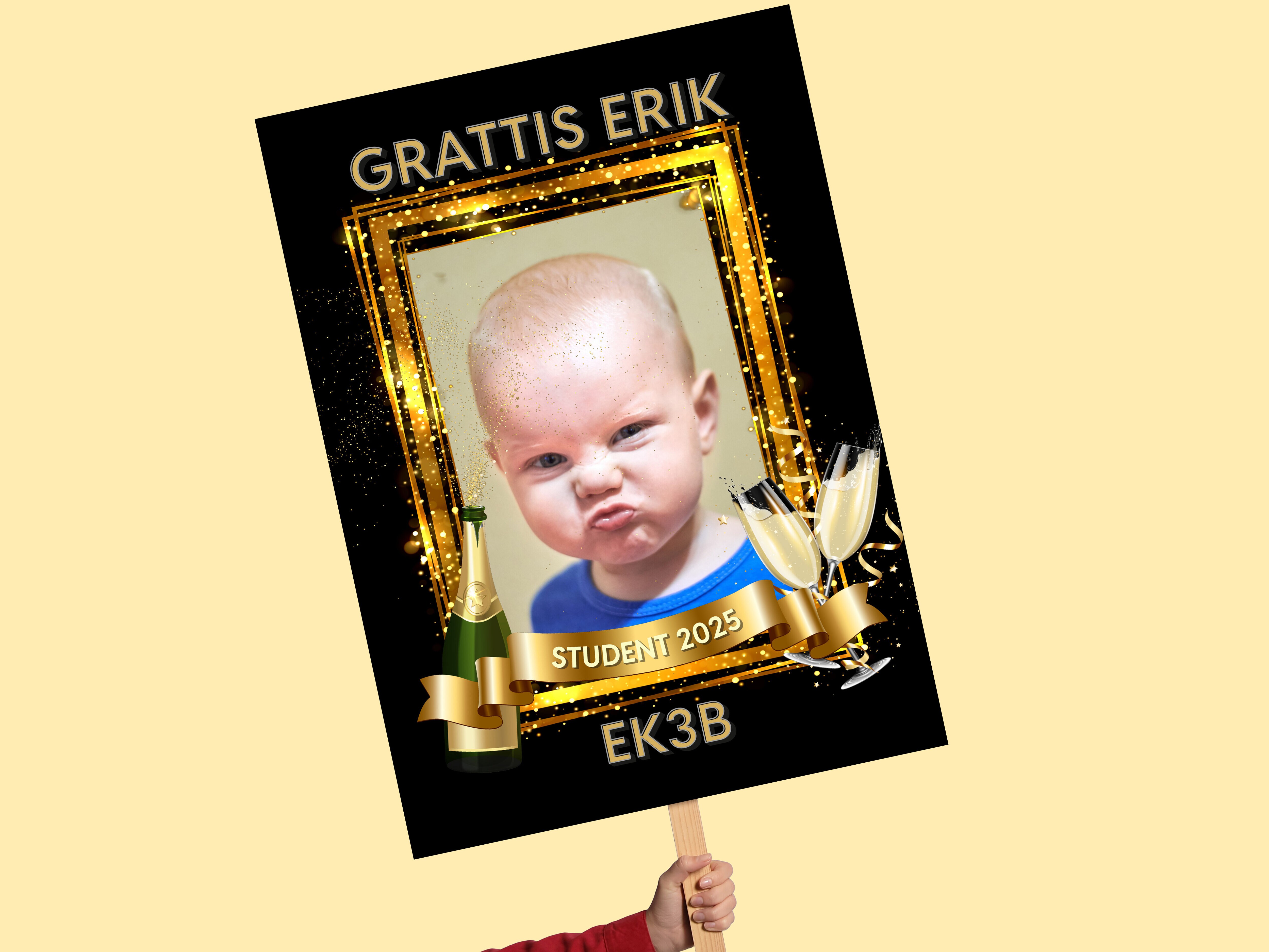 Studentskylt med Eget Foto & Text