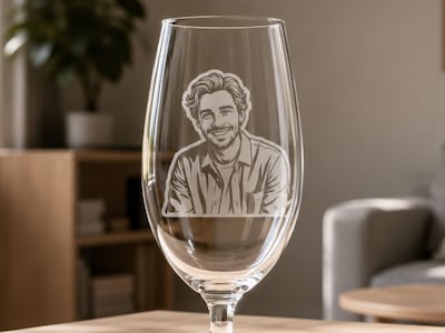 Personlig ølglass med gravering - eget foto