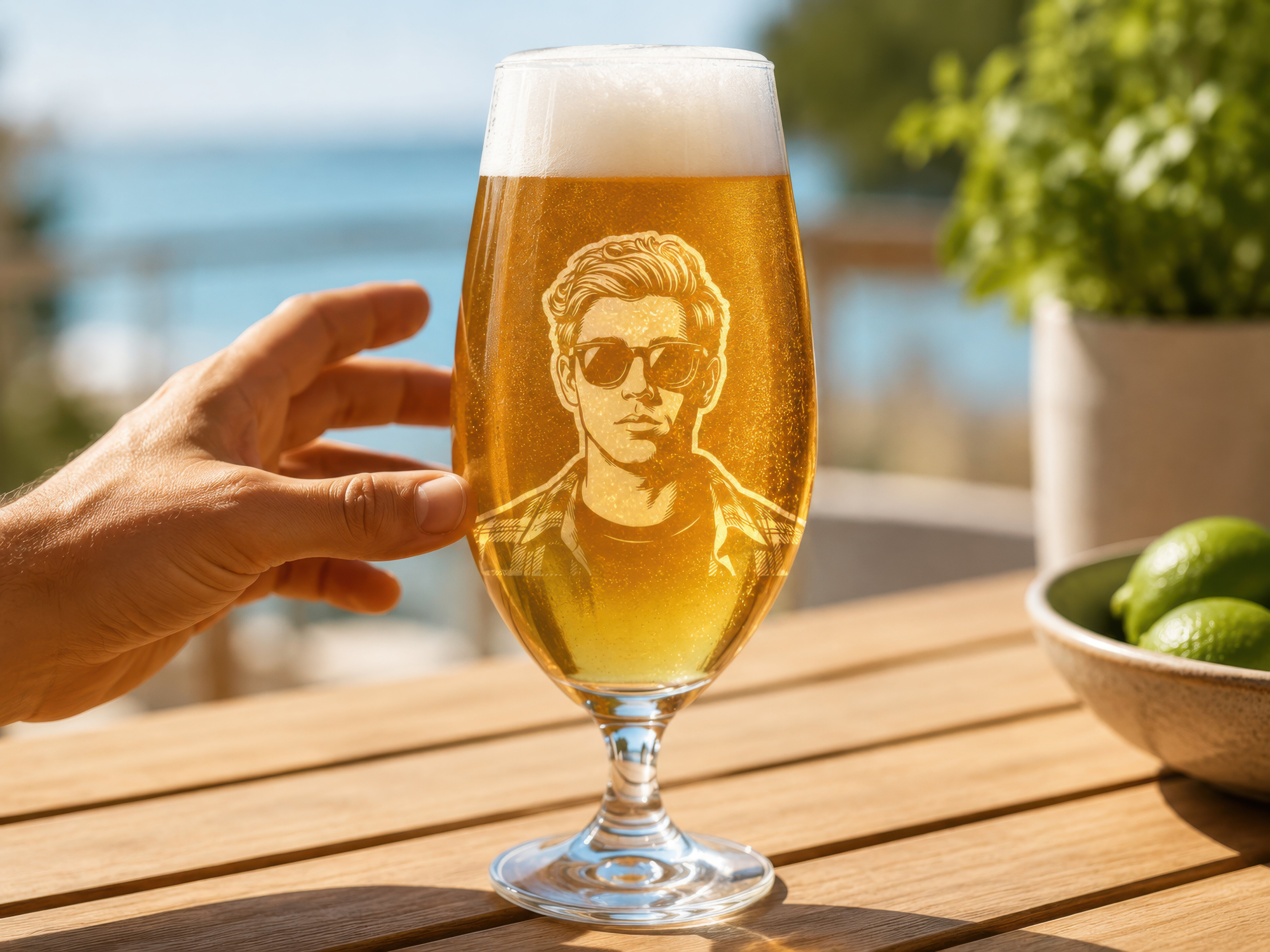 Personlig ølglass med gravering - eget foto