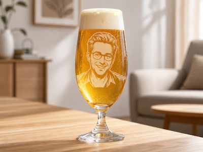 Personlig ølglass med gravering - eget foto
