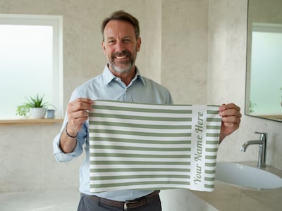 Håndkle med egen tekst - stripete