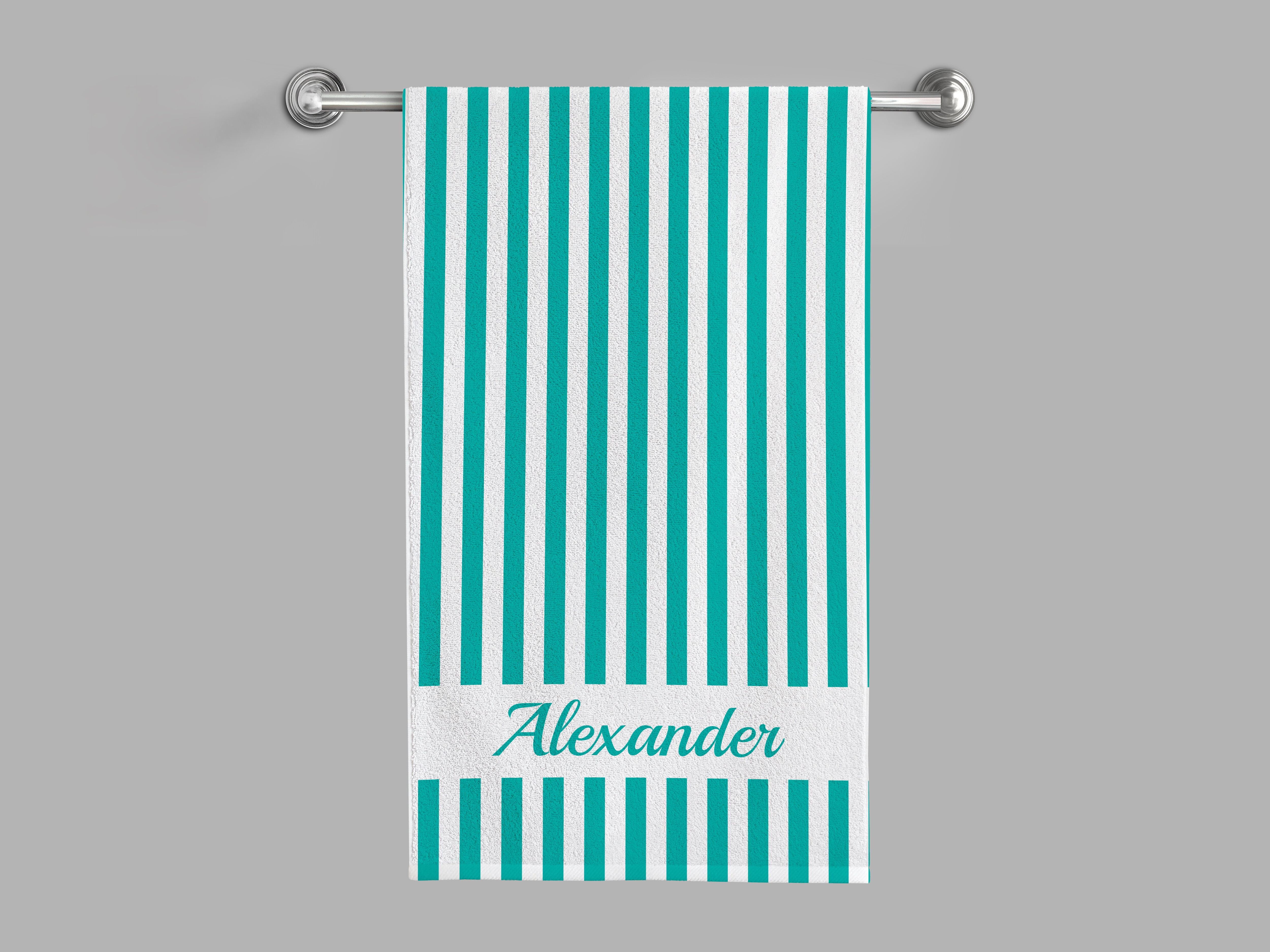 Håndklæde med Egen Tekst - Stribet