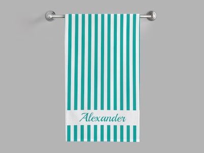 Håndklæde med Egen Tekst - Stribet