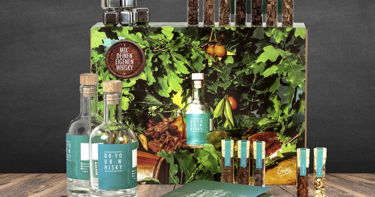 Do Your Whisky gaveæske med smagsgivere flasker og stålterninger