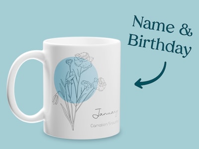 Mugg med Månadsblomma & Egen Text