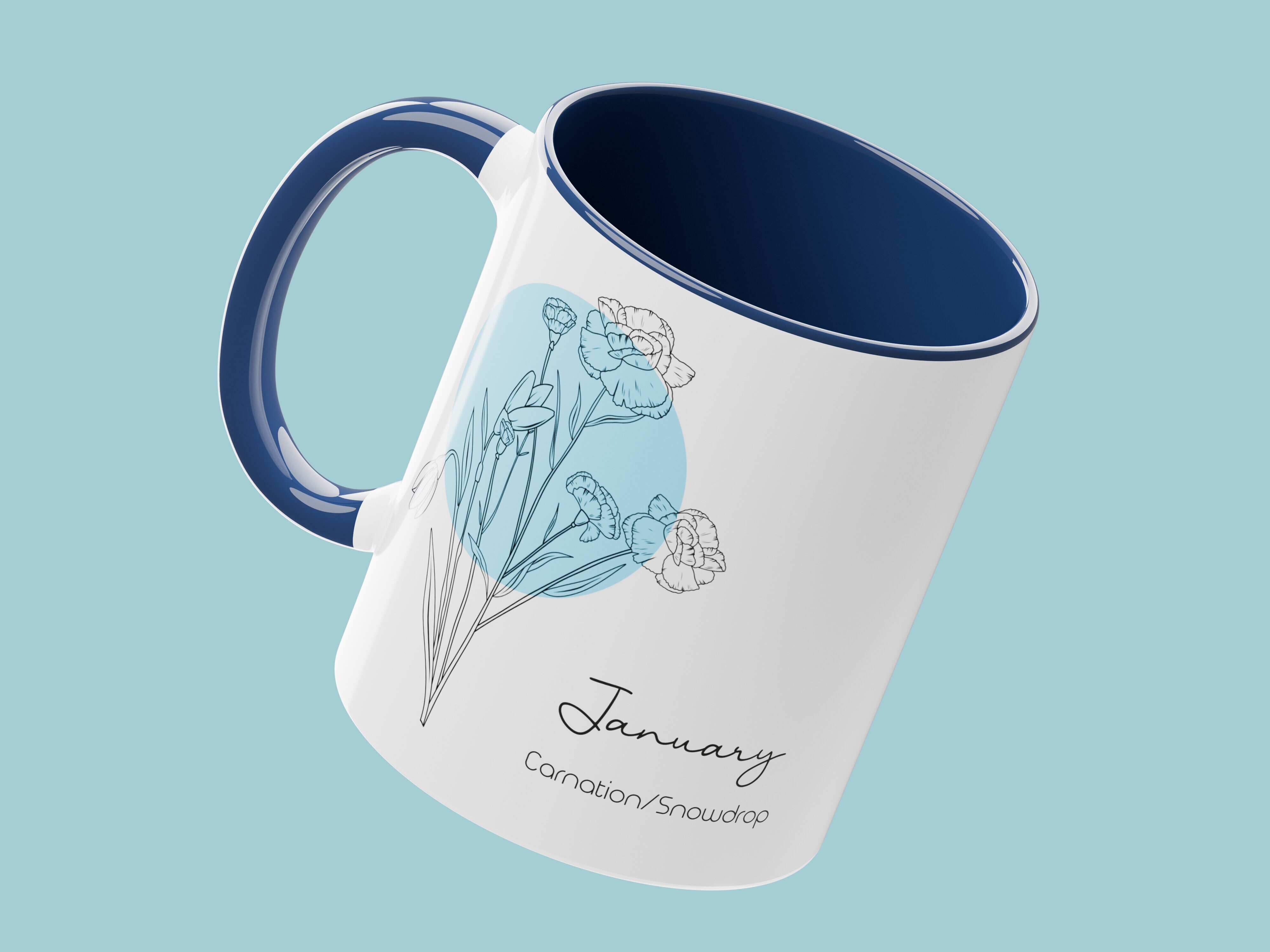 Mugg med Månadsblomma & Egen Text