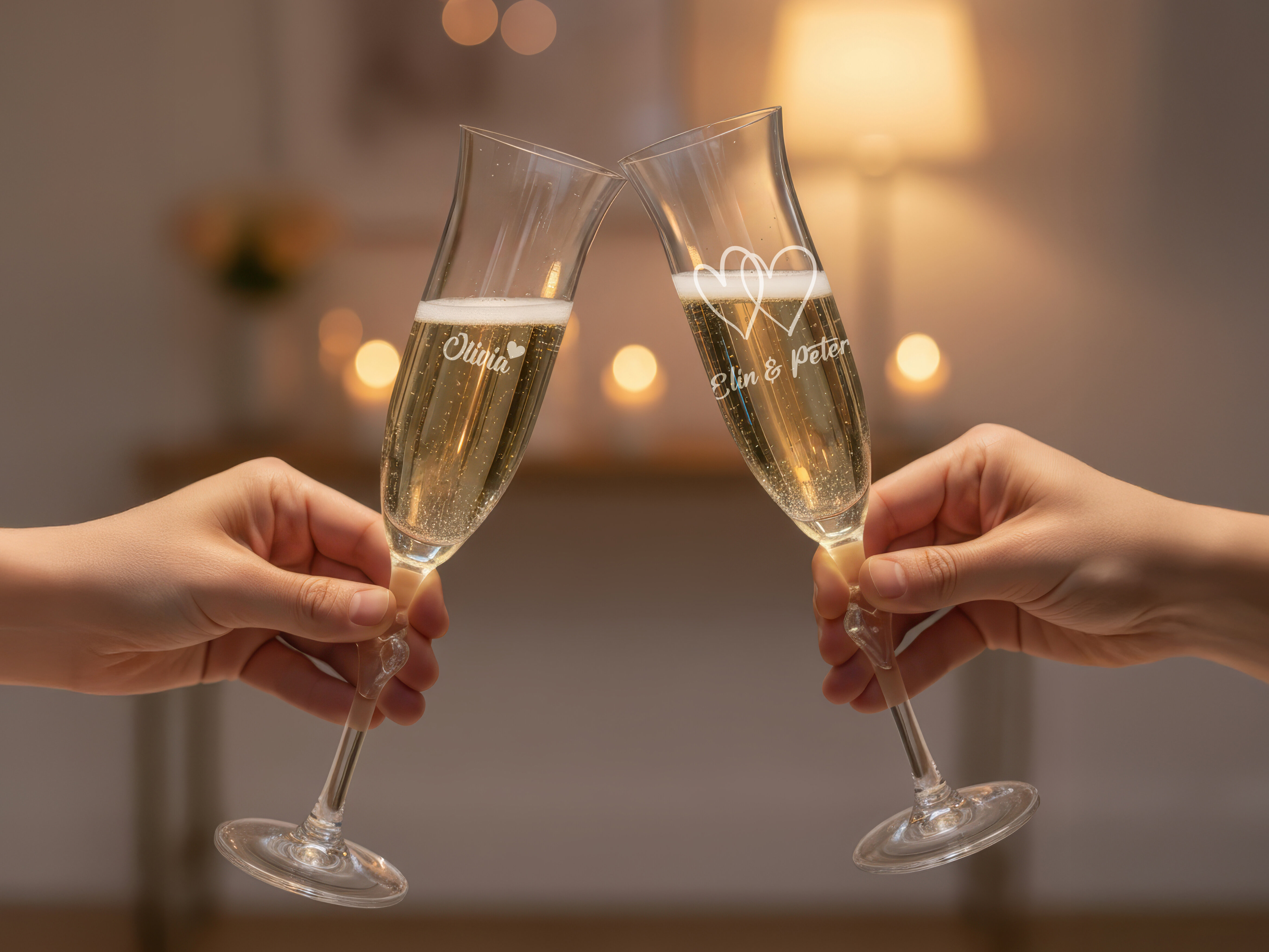 Champagneglas L'Amour med Gravyr - Egen Text