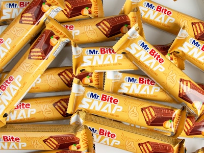 Mr. Bite Snap Chokoladebarer med Hasselnødfyld 24-pak