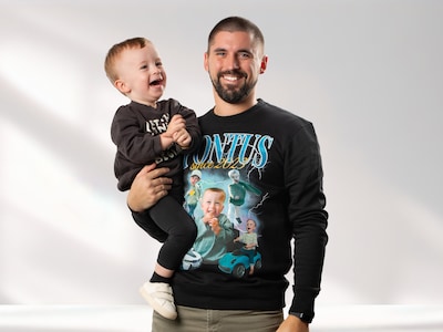 Sweatshirt med Fotocollage - 90'er Design