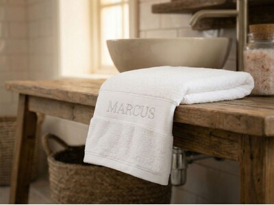 Håndkle med broderi - din egen tekst (60x40 cm)