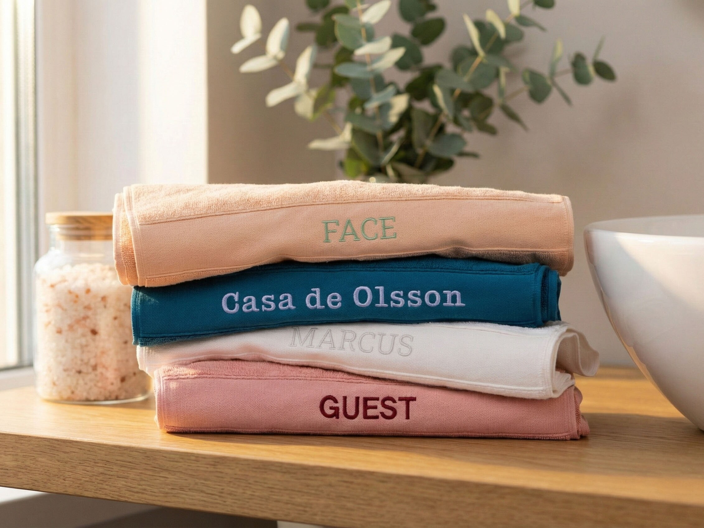 Håndklæde med Broderi - Egen Tekst (60x40 cm)