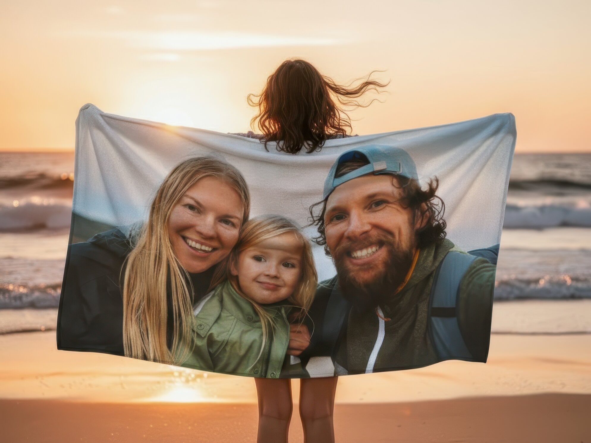 Stort badehåndkle med eget foto