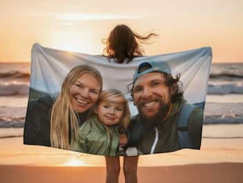 Stort badehåndkle med eget foto