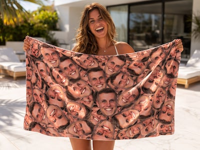 Stort badehåndkle med eget foto - multiface