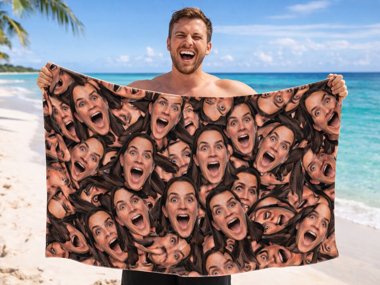 Stort badehåndkle med eget foto - multiface