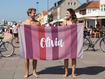 Badlakan med Egen Text - Randig Design