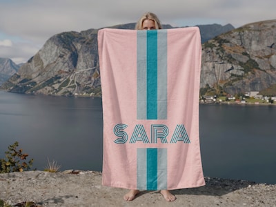 Badlakan med Egen Text - Randig Design