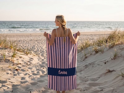 Pyyhe Omalla Tekstillä - Raidallinen Malli