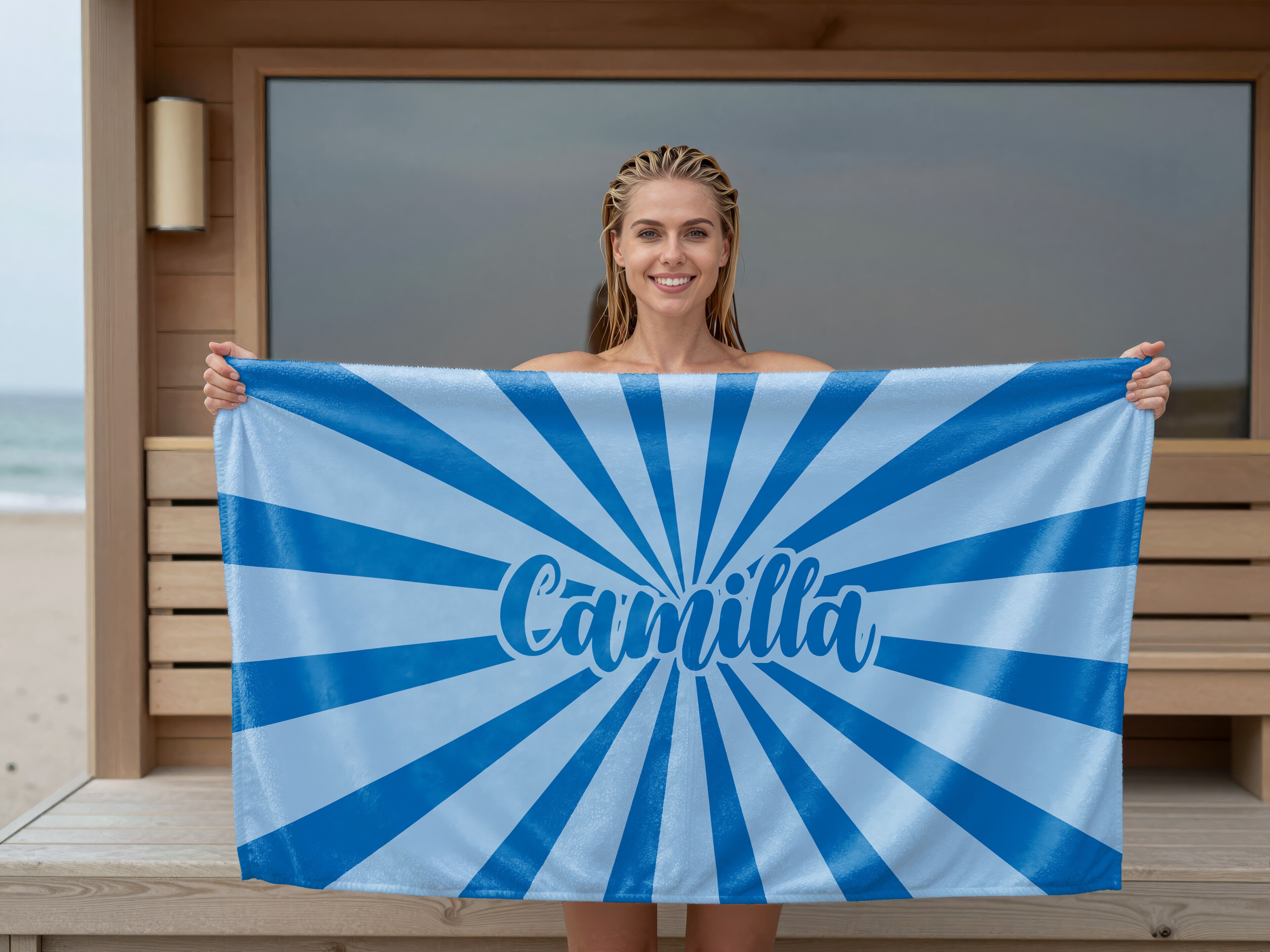 Badetuch mit eigenem Text – Retrodesign