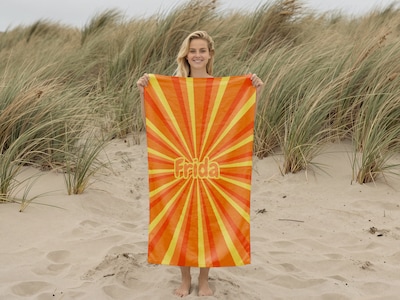 Badetuch mit eigenem Text – Retrodesign