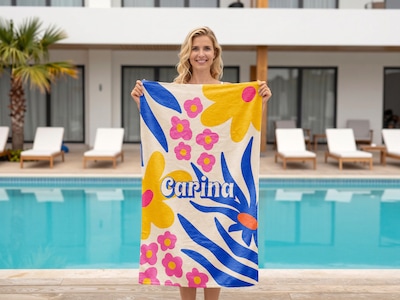 Badetuch mit eigenem Text – Retrodesign