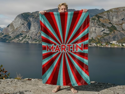 Badehåndklæde med Egen Tekst - Retrodesign