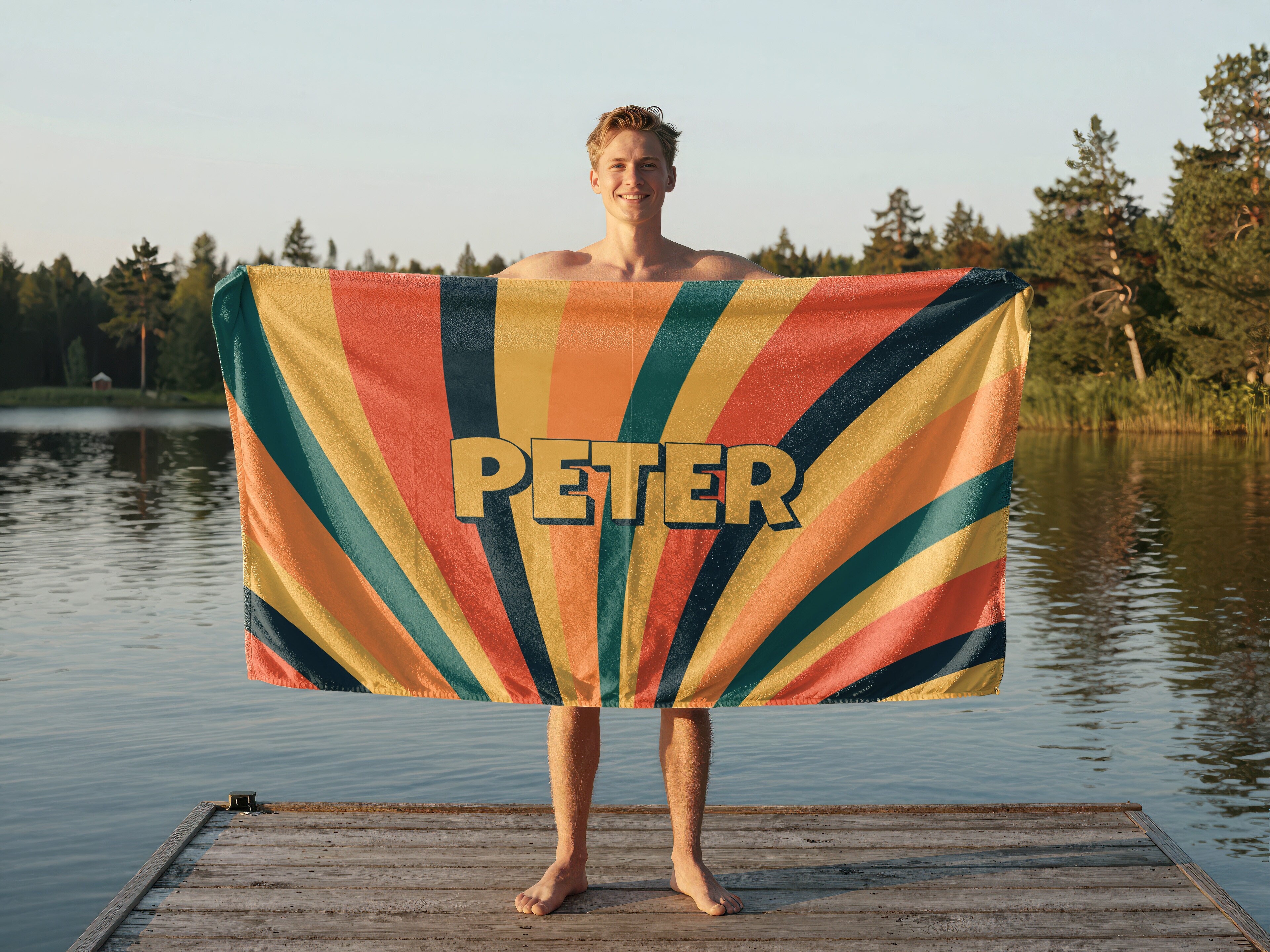 Badehåndklæde med Egen Tekst - Retrodesign