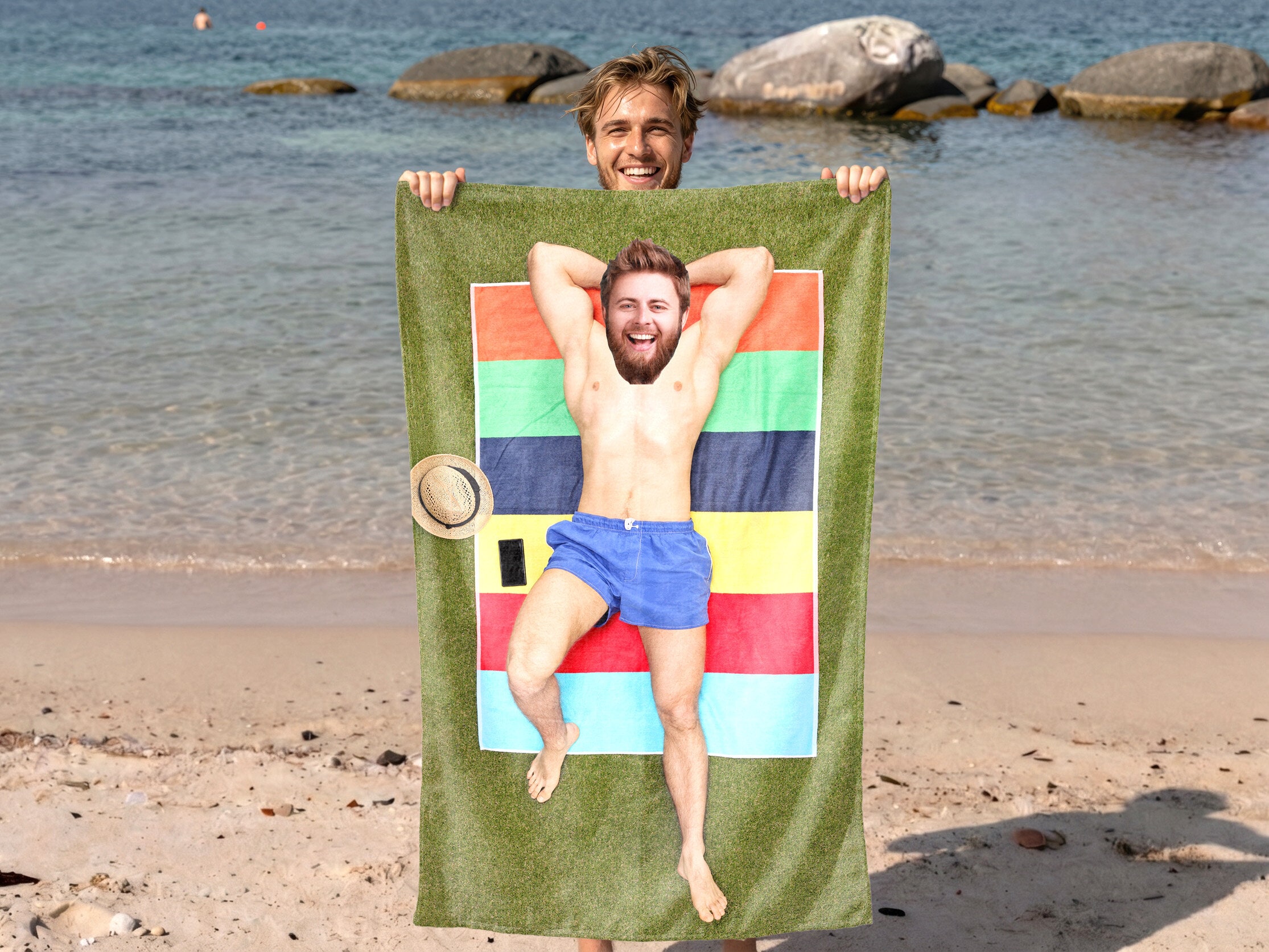 Badehåndklæde med Eget Foto - Sjovt Tryk