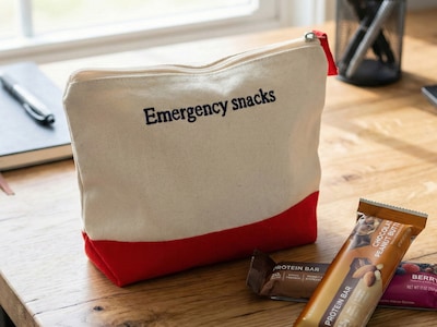 Toilettaske i Bomuld med Broderi - Egen Tekst