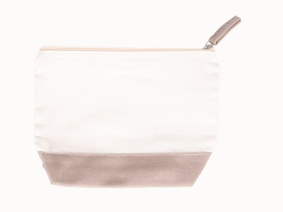 Toilettaske i Bomuld med Broderi - Egen Tekst