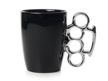 Kaffeebecher mit Schlagringhenkel Schwarz/Silber