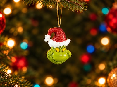 Christbaumschmuck Grinch mit Weihnachtsmütze