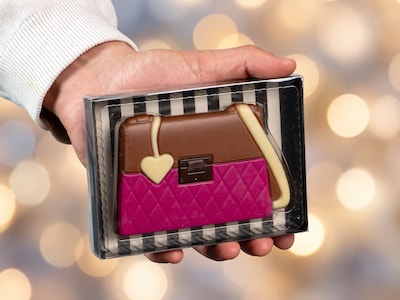 Schokoladenhandtasche aus Vollmilchschokolade