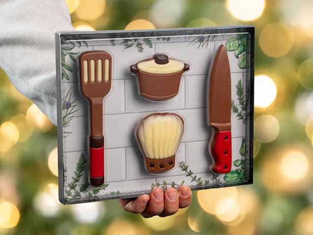 Schokoladen-Geschenkbox Küchenutensilien