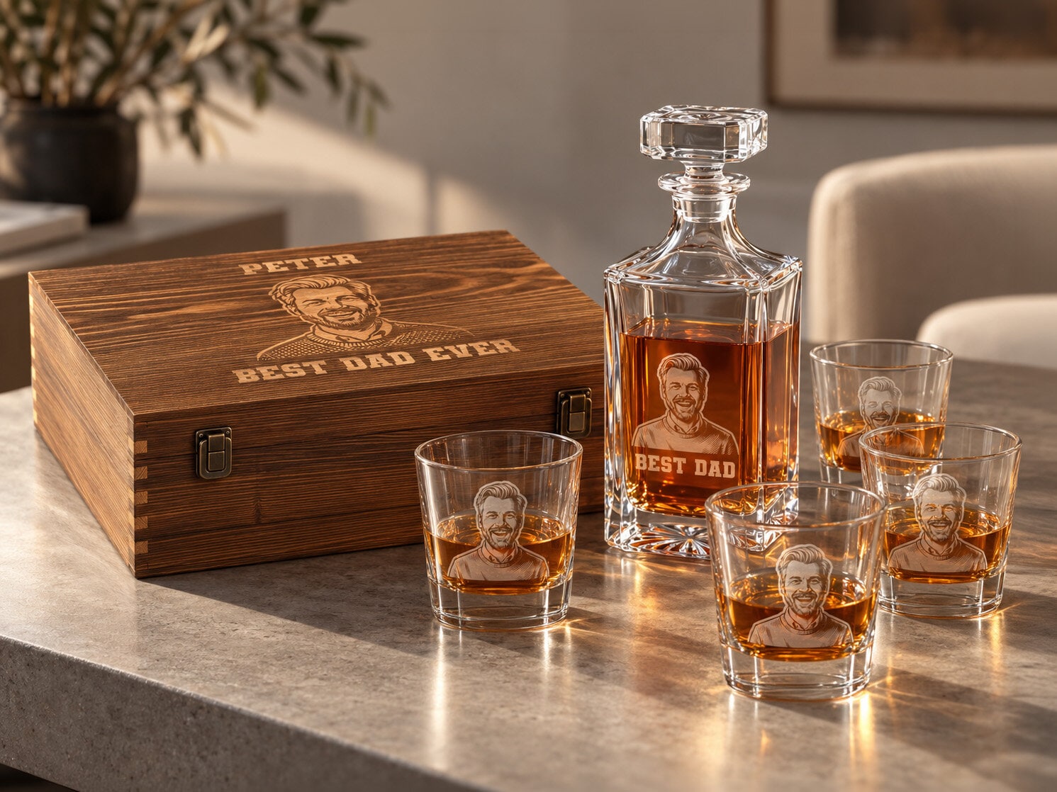 Whiskyset med eget foto & text