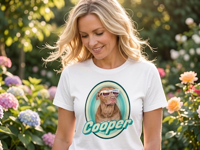 T-shirt med Foto - Retrodesign Hund